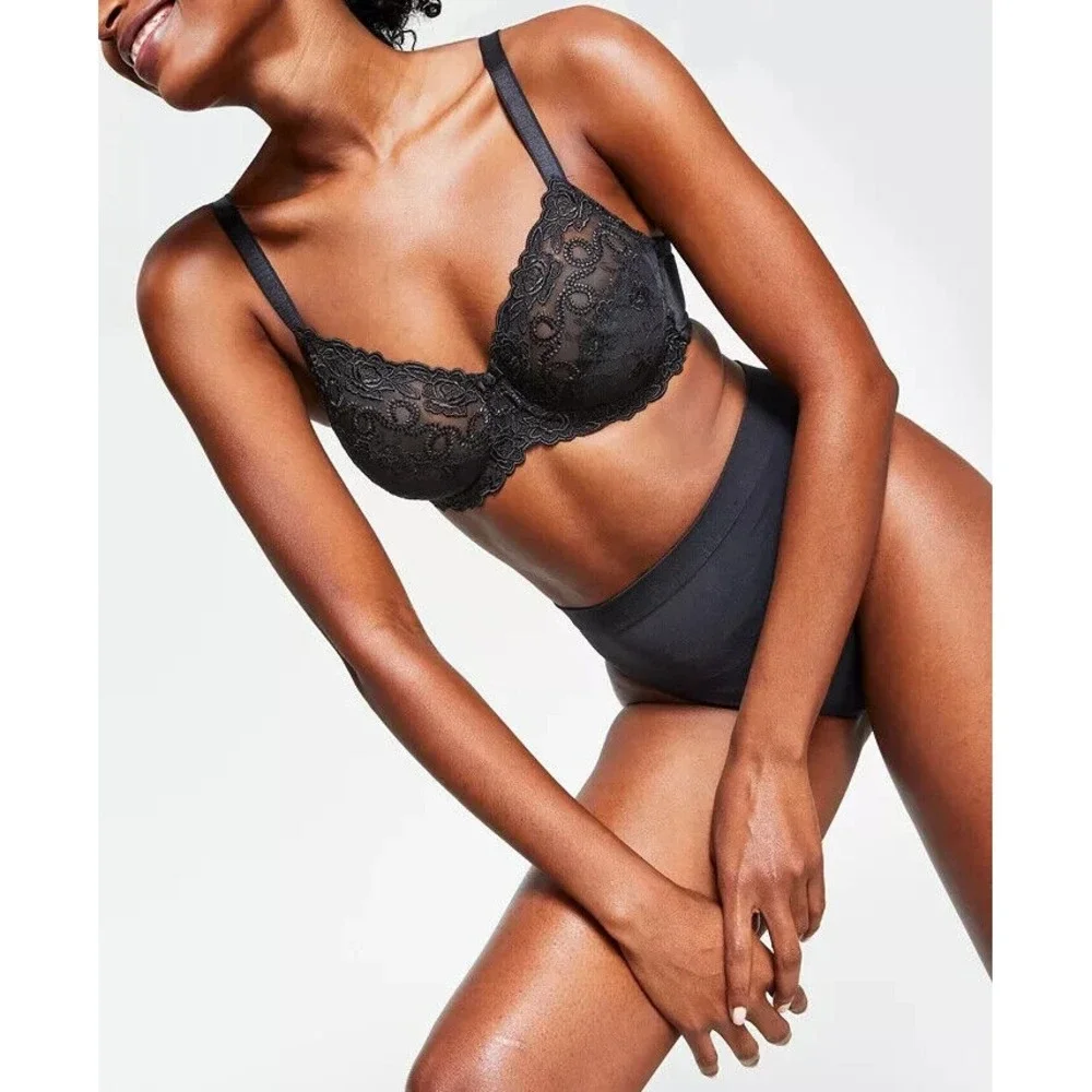 Wacoal Renaissance Rose Underwire Bra 85720 Black Size 36DD 36 DD‎